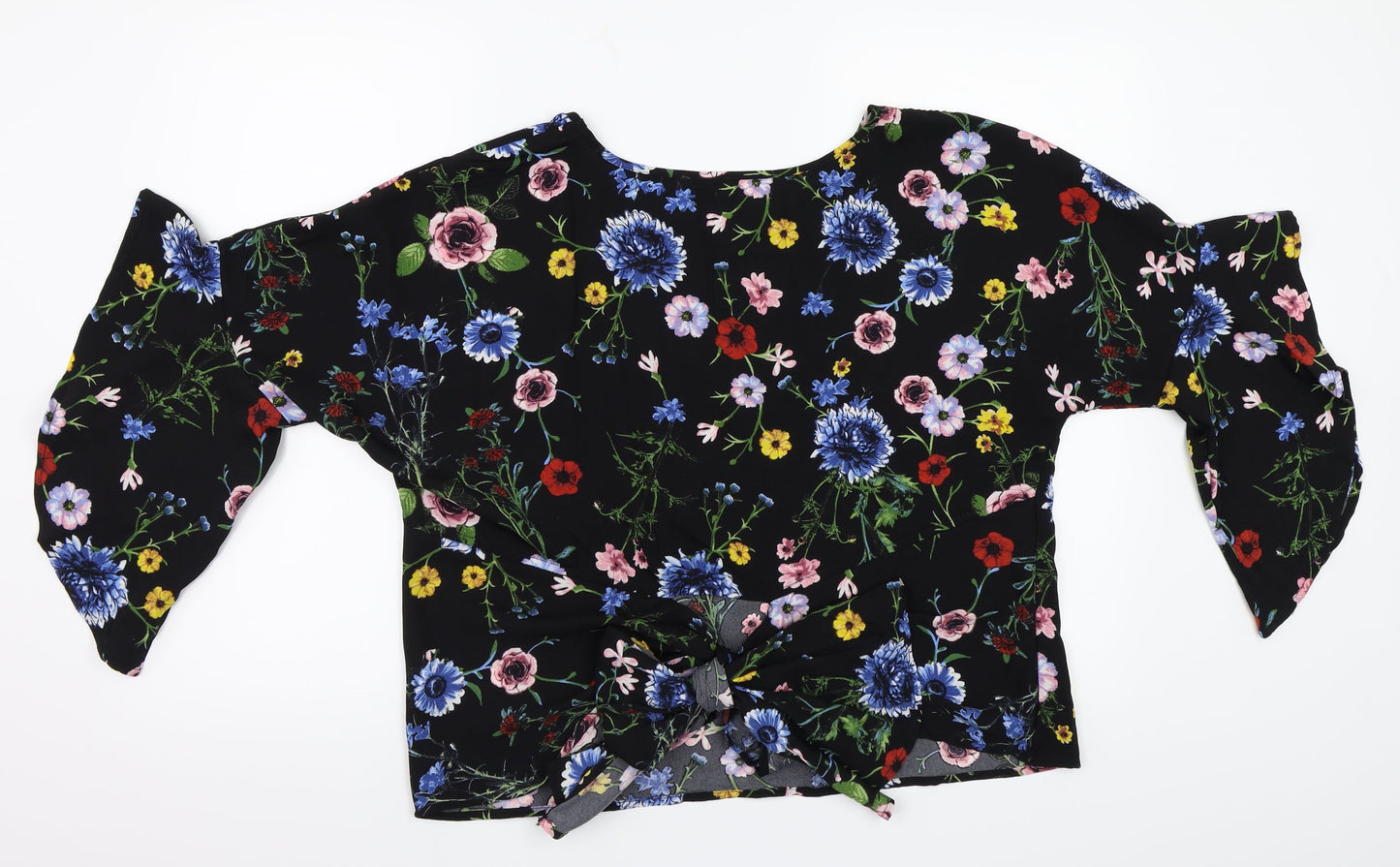 Apricot Womens Black Floral  Basic Blouse Size 14