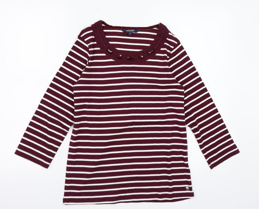 Maine Womens Purple Striped  Pullover Sweatshirt Size 12