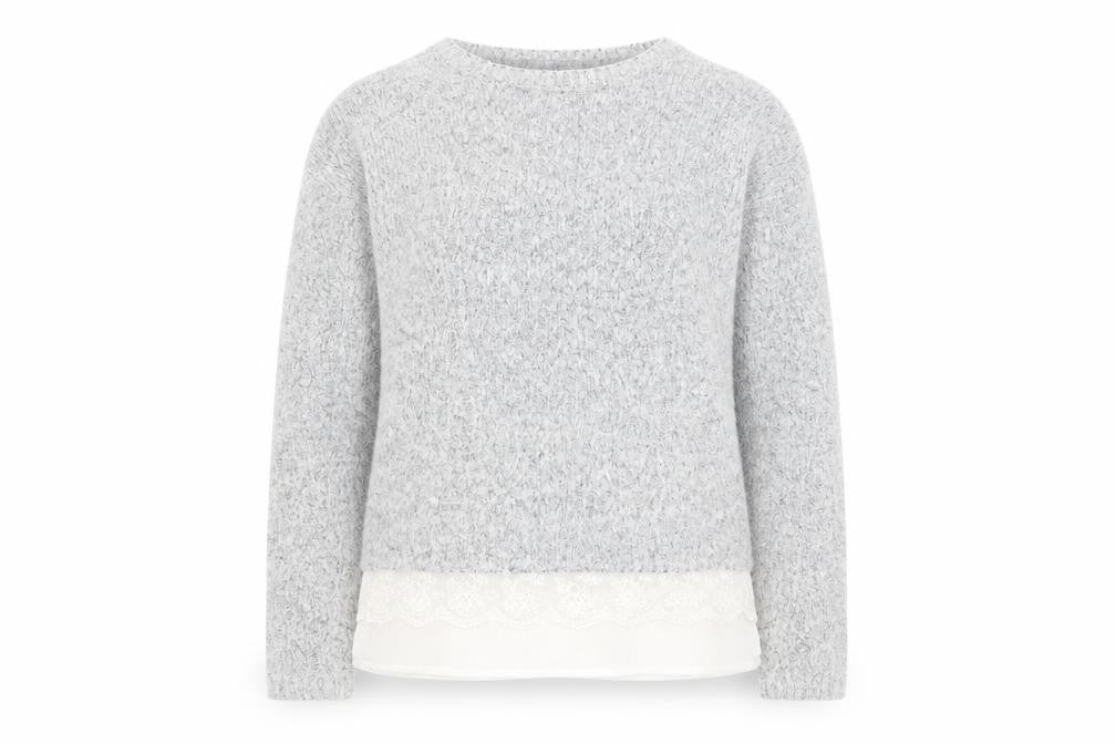 YD Girls Grey   Pullover Jumper Size 11-12 Years  - LACE UNDER TOP