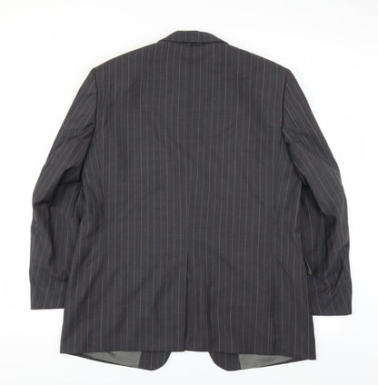 Back view of Angelico men’s grey striped jacket suit jacket, size 40
