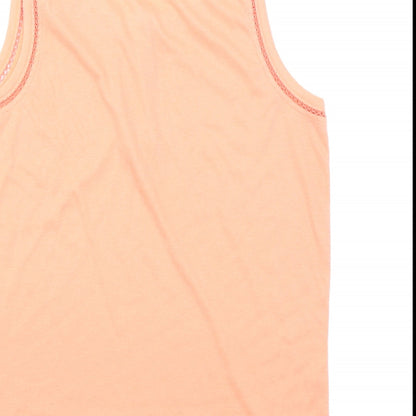 Brand and care label for Design Essentials women’s orange basic tank, size S