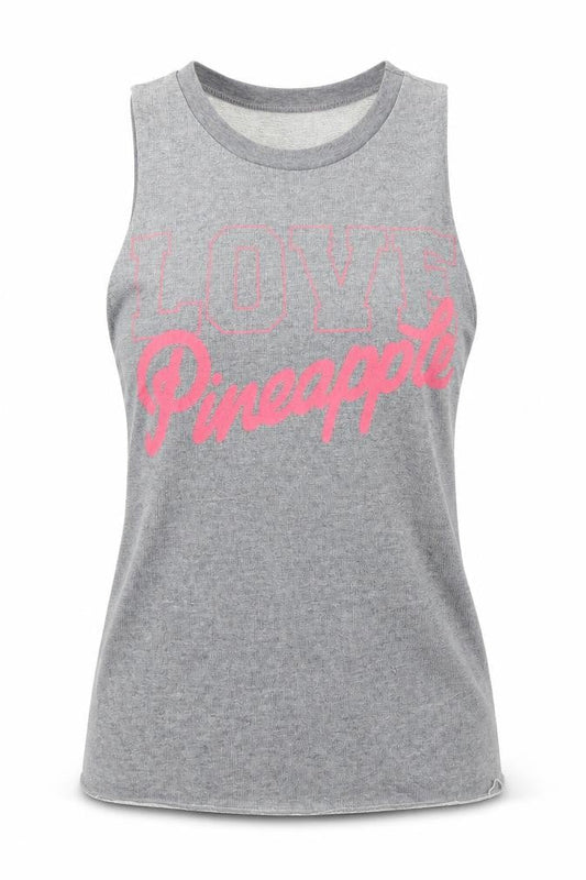 Front view of Pineapple women’s grey basic tank, size S