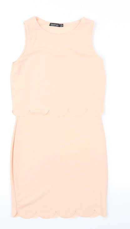 Boohoo Womens Pink   Bodycon  Size 8  - Scallop Hem