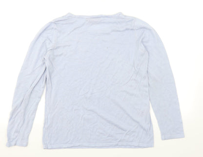 Back view of Millers women’s blue argyle/diamond jumper, size S