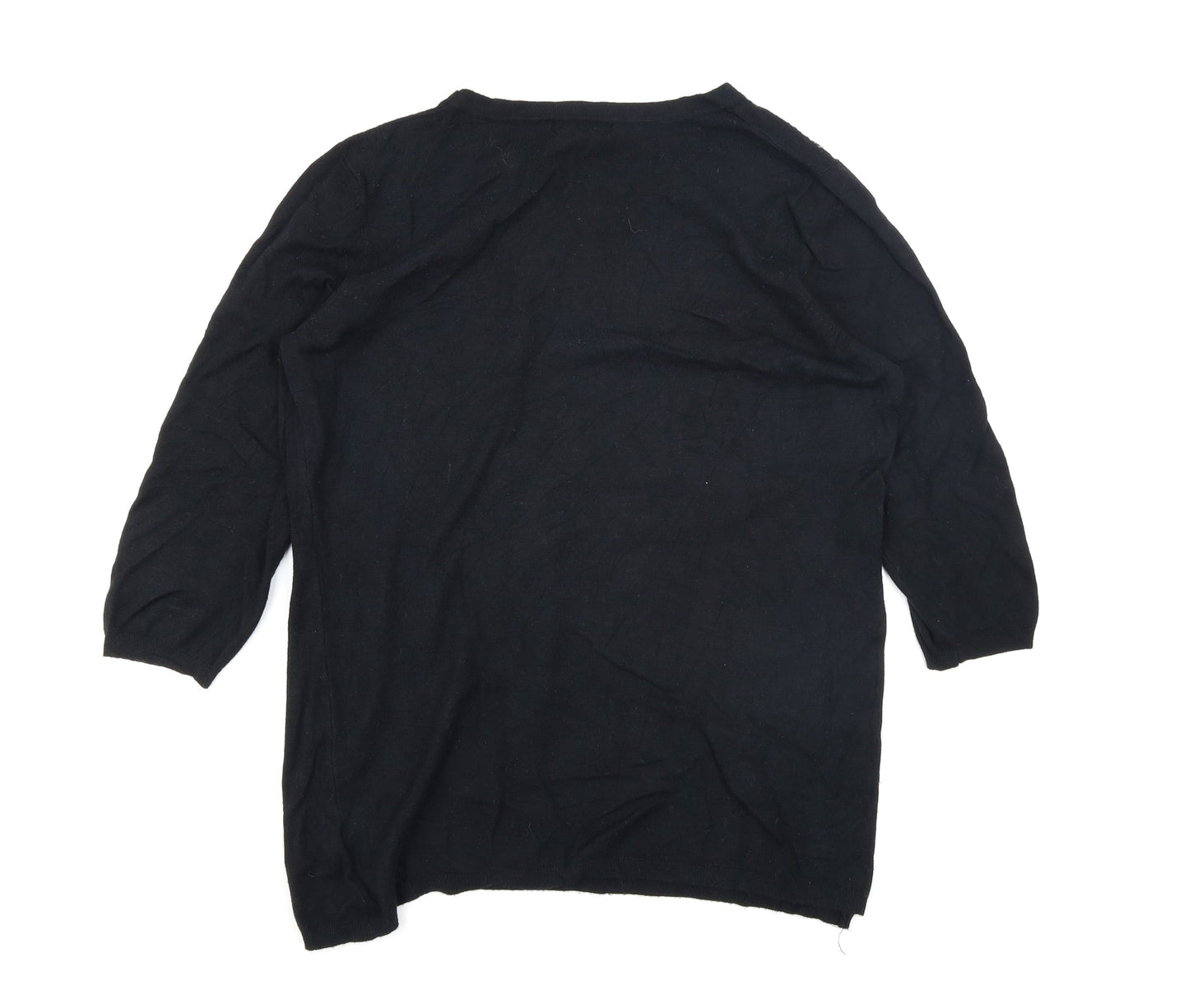 BM Collection Womens Black  Knit Pullover Jumper Size M