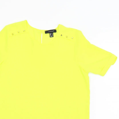 Close-up detail of Atmosphere women’s yellow basic blouse, size UK 8
