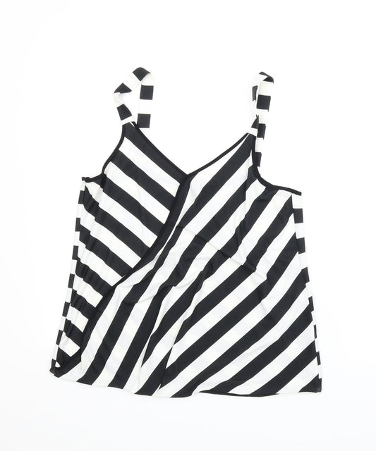 Wallis Womens Black Striped  Wrap T-Shirt Size 10