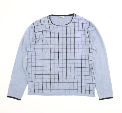 Additional front view of M2M men’s blue check jumper, size XL