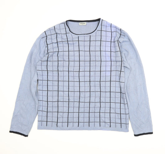 M2M Mens Blue Check  Pullover Jumper Size XL