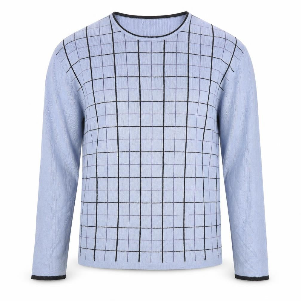M2M Mens Blue Check  Pullover Jumper Size XL