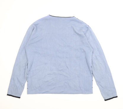 Back view of M2M men’s blue check jumper, size XL