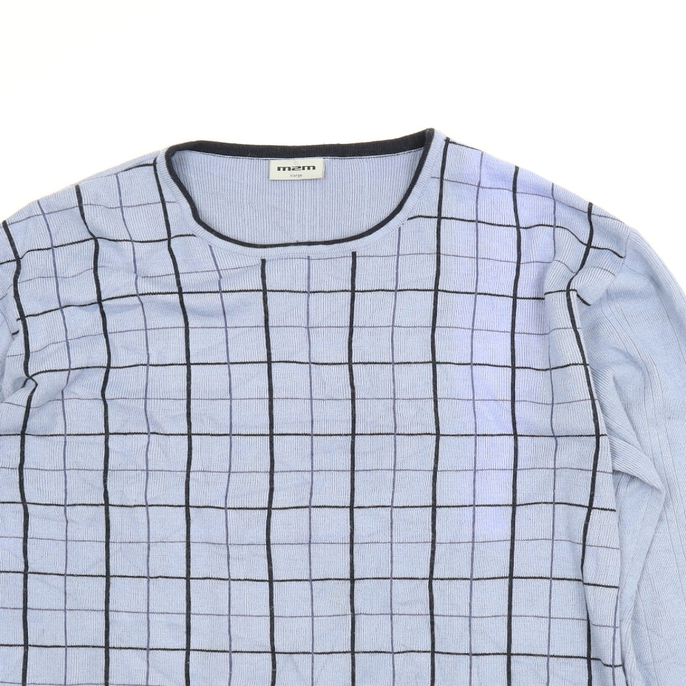 M2M Mens Blue Check  Pullover Jumper Size XL
