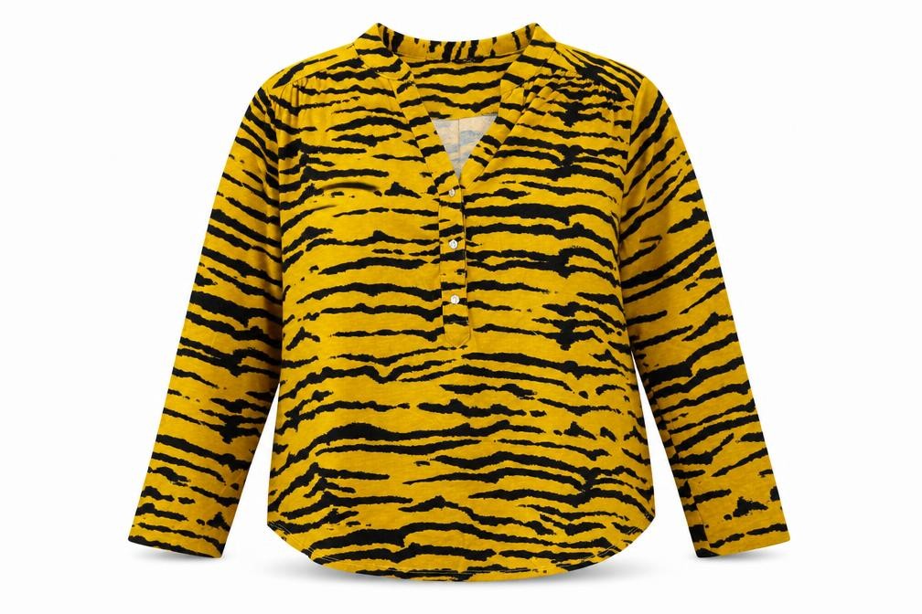 M&Co Womens Orange Animal Print  Basic Blouse Size 12