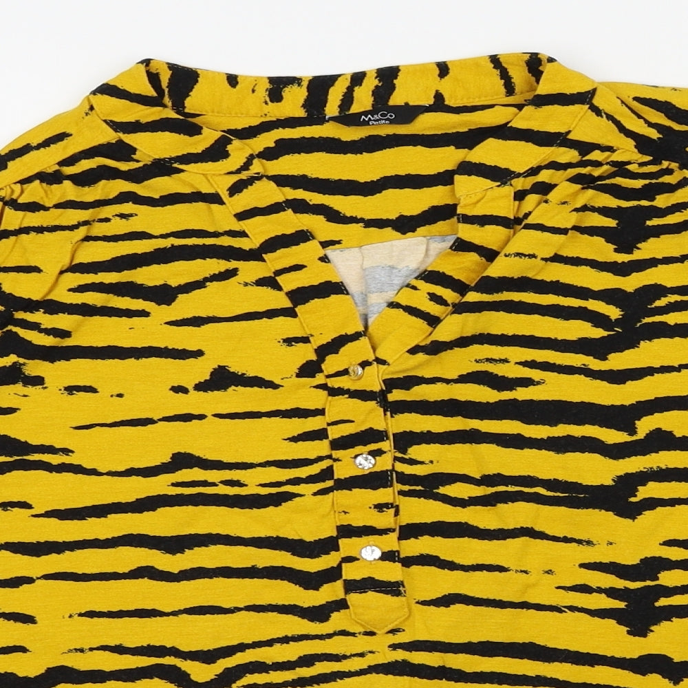 M&Co Womens Orange Animal Print  Basic Blouse Size 12