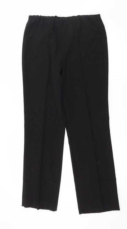 Front view of Bonmarché women’s black trousers, size UK 10, 28-inch leg