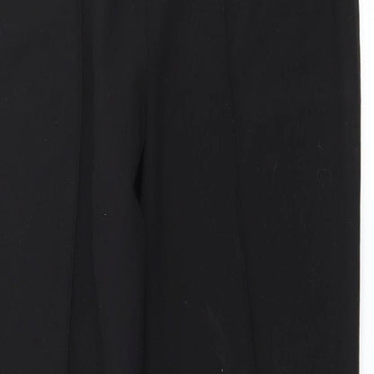 Close-up detail of Bonmarché women’s black trousers, size UK 10, 28-inch leg