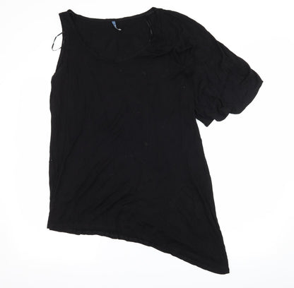 Additional front view of E-vie women’s black jersey basic t-shirt, size UK 14