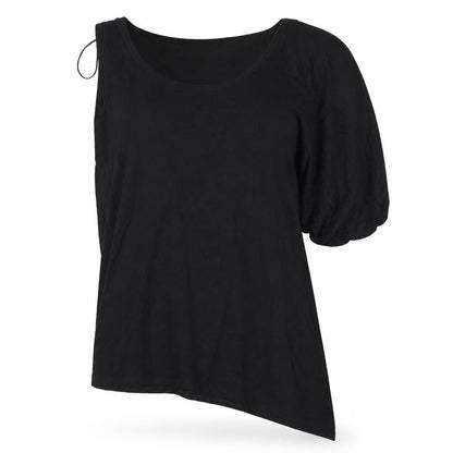 Front view of E-vie women’s black jersey basic t-shirt, size UK 14