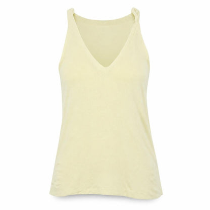 Front view of Episode women’s yellow jersey basic tank, size L