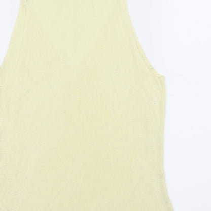 Brand and care label for Episode women’s yellow jersey basic tank, size L