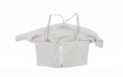 Back view of Missguided women’s grey basic blouse, size UK 4
