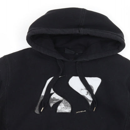 Close-up detail of Primitive Apparel boys’ black jersey pullover hoodie, size 10, years