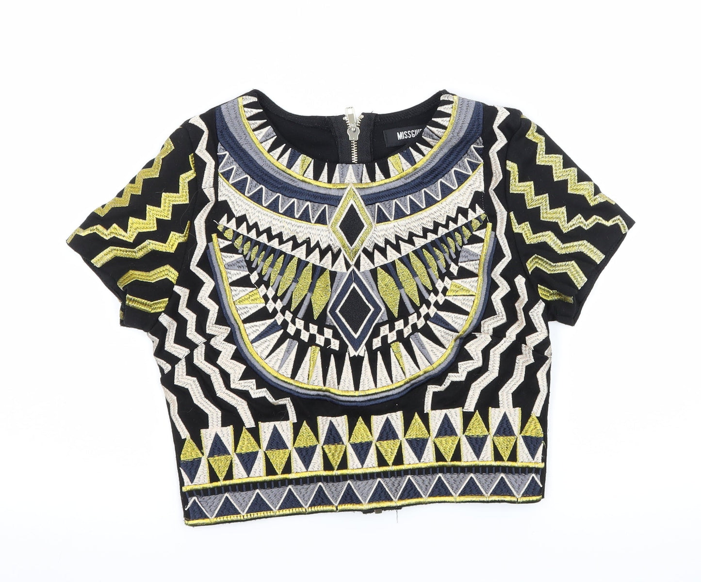 Missguided Womens Black Geometric Jersey Basic T-Shirt Size 8
