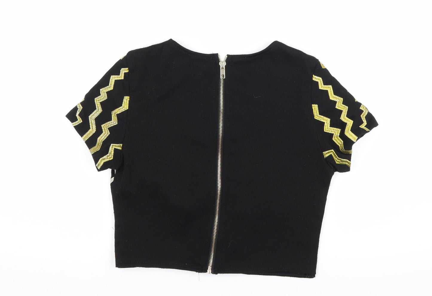 Missguided Womens Black Geometric Jersey Basic T-Shirt Size 8