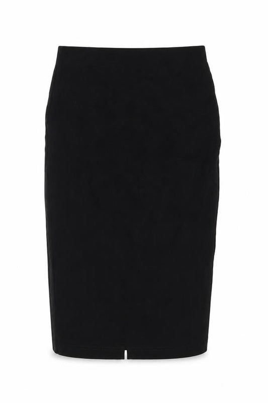 Front view of Atmosphere women’s black denim bandage skirt, size UK 6