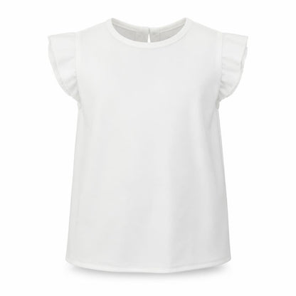 Front view of Nutmeg girls’ white basic blouse, size 7-8, years