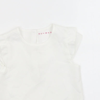 Close-up detail of Nutmeg girls’ white basic blouse, size 7-8, years