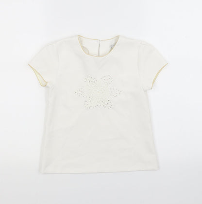 Additional front view of Patachou girls’ white basic blouse, size 8, years