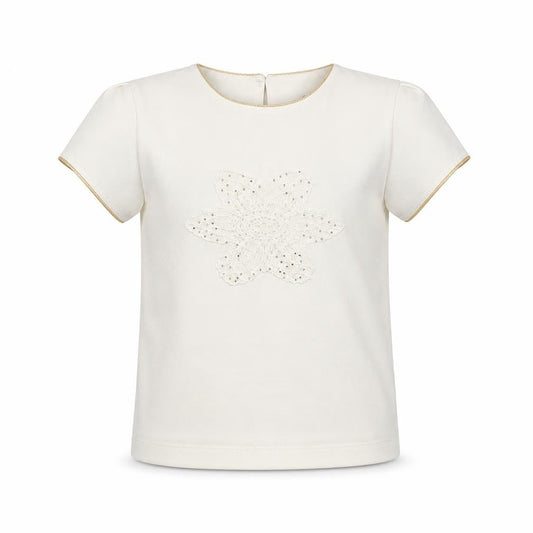 Front view of Patachou girls’ white basic blouse, size 8, years