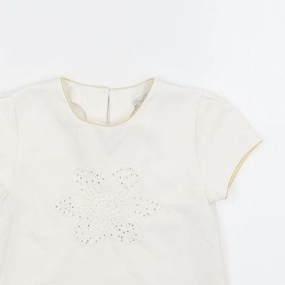 Close-up detail of Patachou girls’ white basic blouse, size 8, years