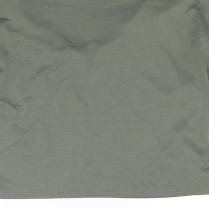 Brand and care label for Misspap women’s green basic tank, size M