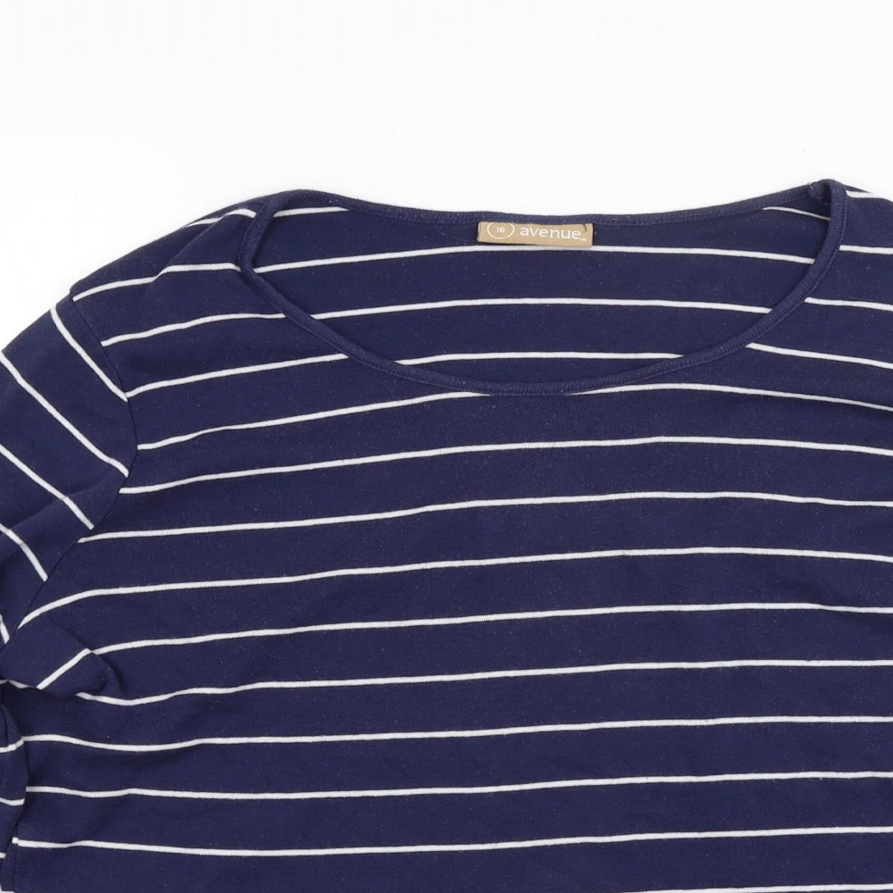 Avenue Womens Blue Striped  Pullover Jumper Size 16