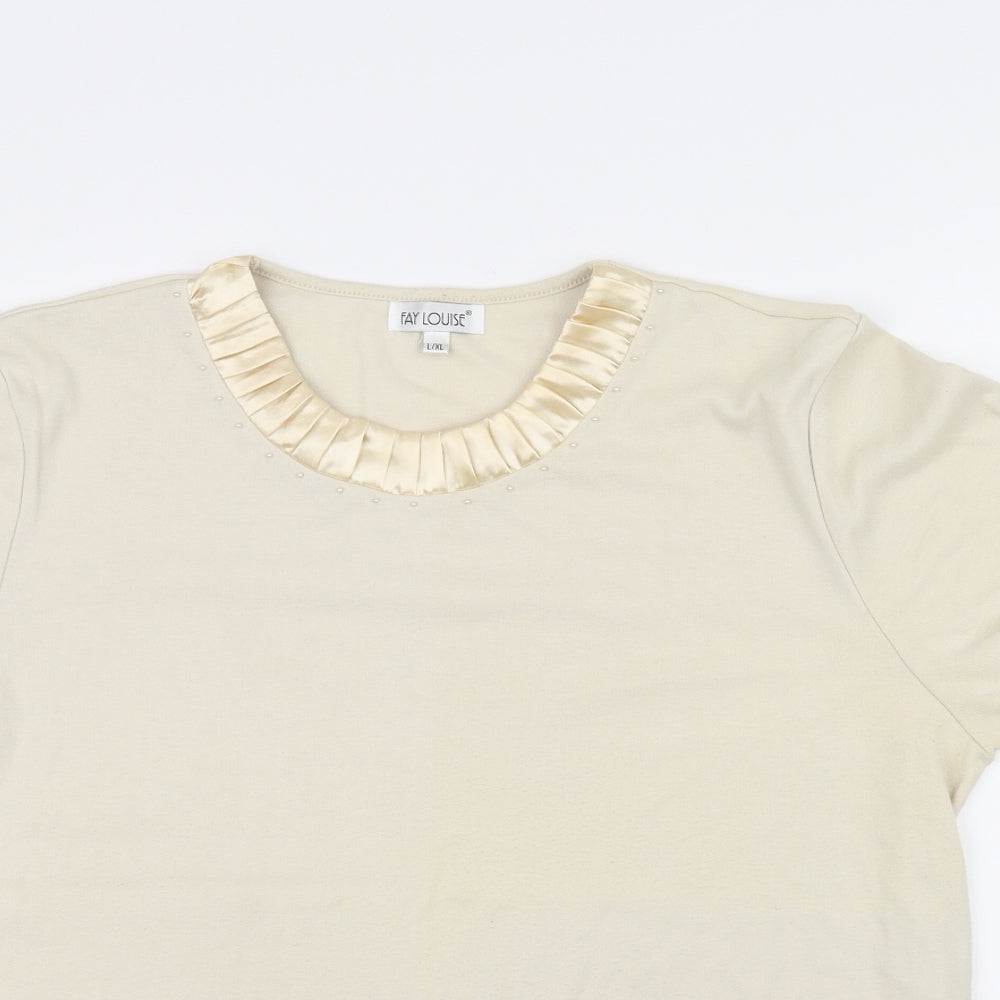 Fay Louise Womens Beige   Basic T-Shirt Size L