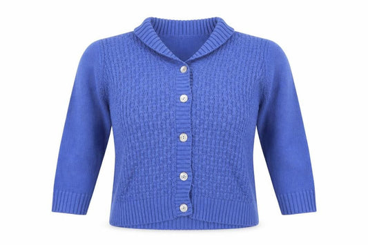Front view of Bonmarché women’s blue jacket, size XL