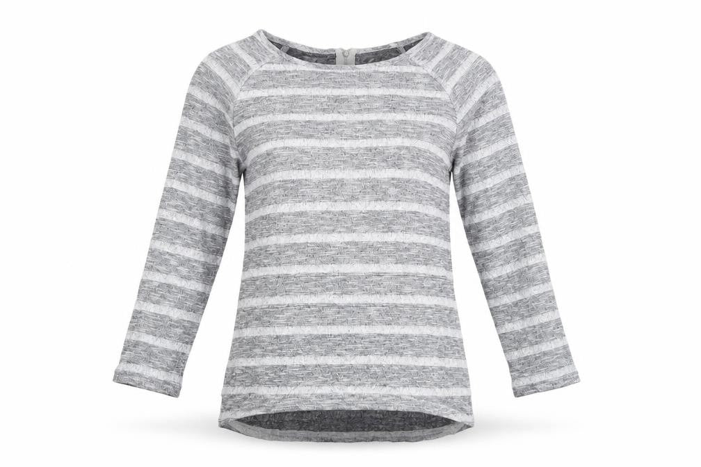 Oasis Womens Grey Striped  Basic T-Shirt Size S