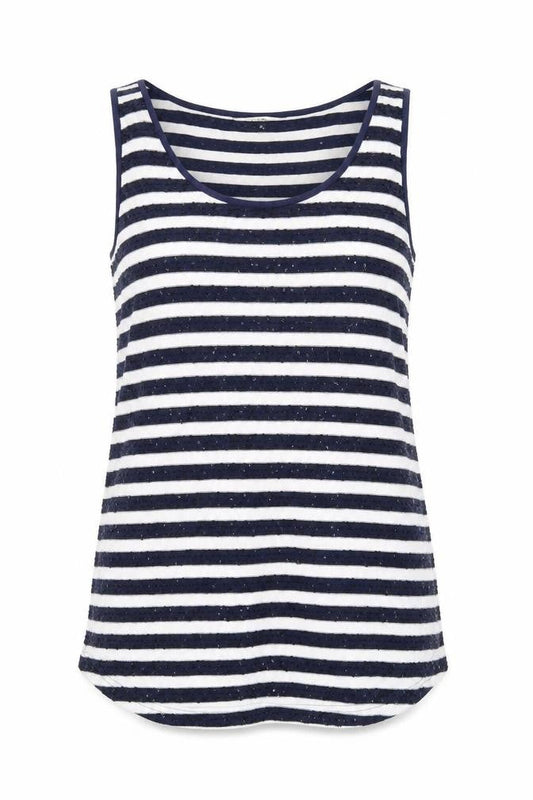 Front view of Next women’s blue striped jumper, size UK 12