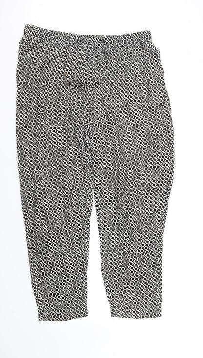 Additional front view of Debenhams women’s black geometric trousers, size UK 12, 27-inch leg