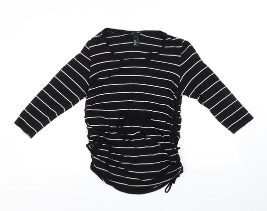 H&M Womens Black Striped  Basic T-Shirt Size M