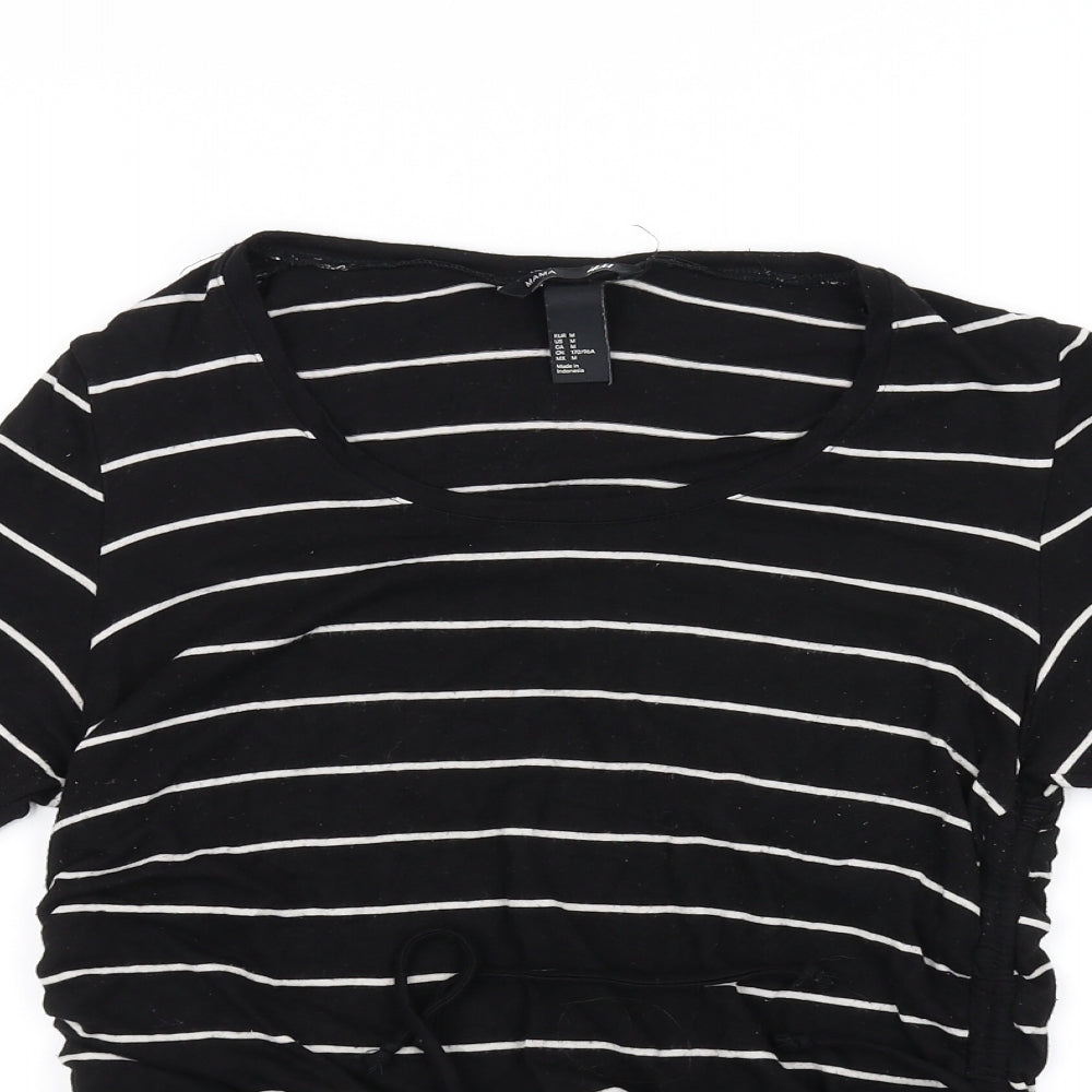 H&M Womens Black Striped  Basic T-Shirt Size M