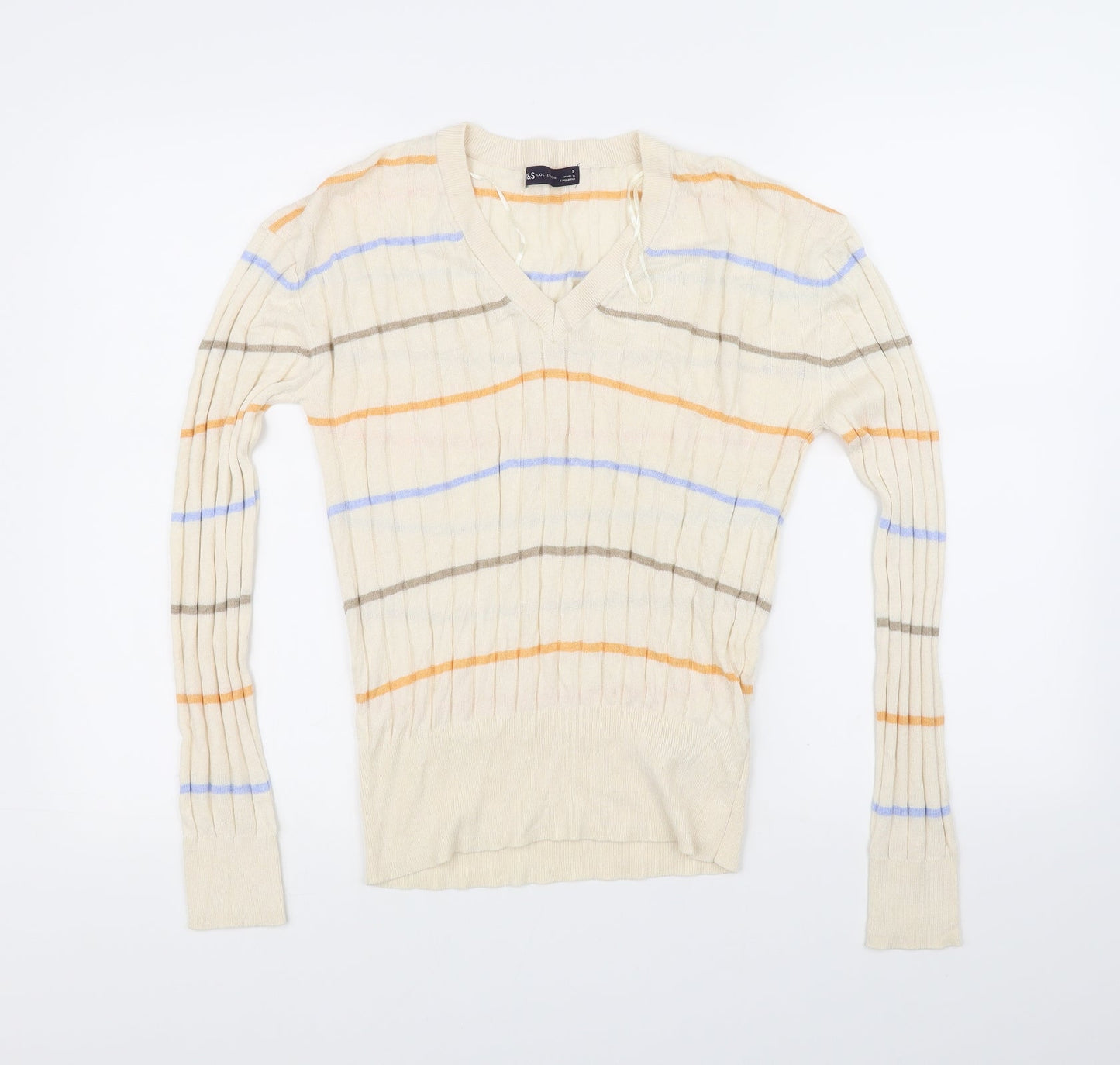 m&S Womens Beige Striped  Pullover Jumper Size S