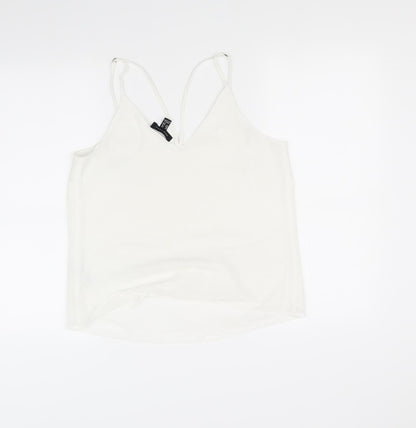 Back view of New Look women’s white basic blouse, size UK 10