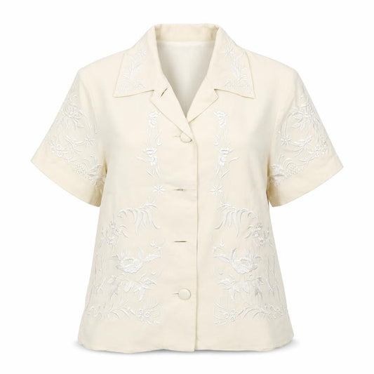 Front view of Monsoon women’s beige cardigan jumper, size UK 10