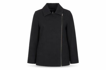 Front view of Monsoon women’s black rayon jacket, size UK 10