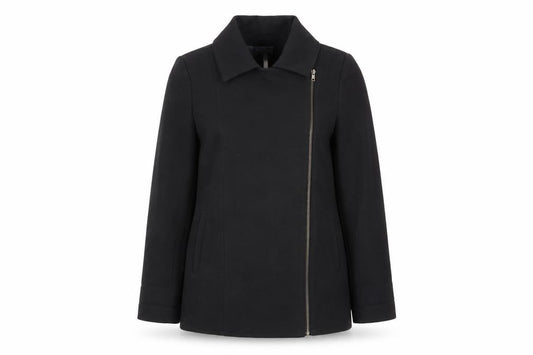 Front view of Monsoon women’s black rayon jacket, size UK 10