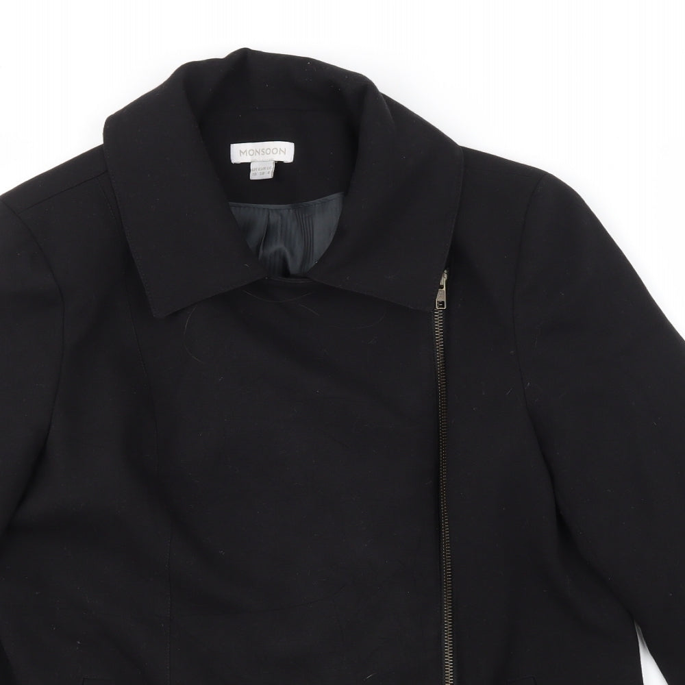 Monsoon Womens Black  Rayon Jacket  Size 10