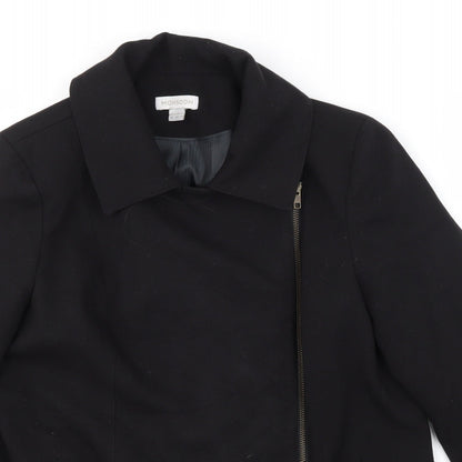 Close-up detail of Monsoon women’s black rayon jacket, size UK 10